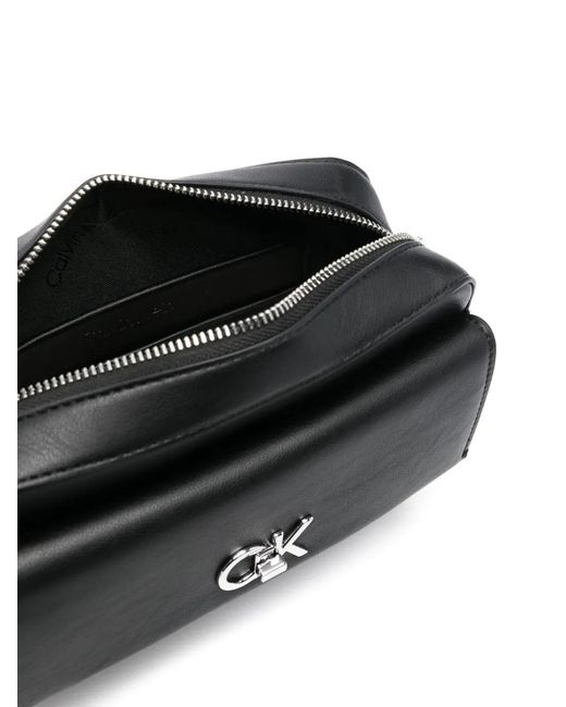 Calvin Klein Black Logo-Plaque Cross Body Bag