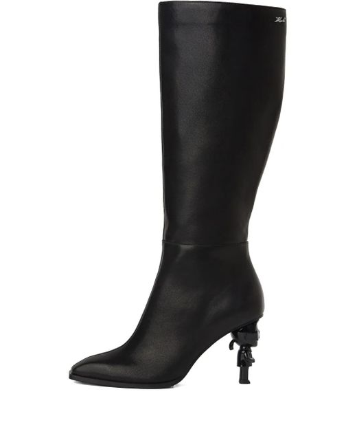 Karl Lagerfeld Black Ikon Sculpted-Heel Knee-High Boots