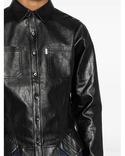 JUNTAE KIM Corsage-Hemd mit eckigen Blüten in Black für Herren