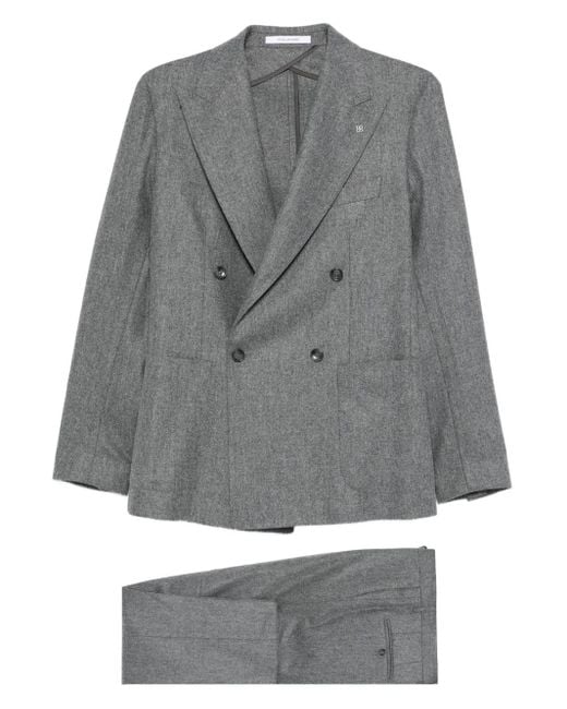 Tagliatore Gray Double-Breasted Suit for men
