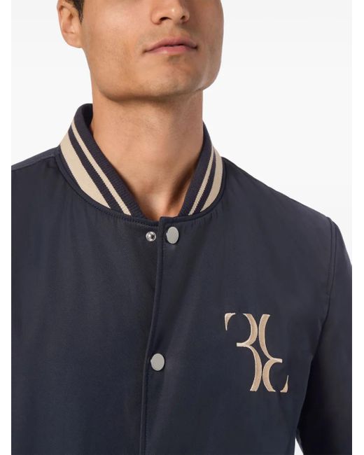 Billionaire Blue Logo-Embroidered Bomber Jacket for men