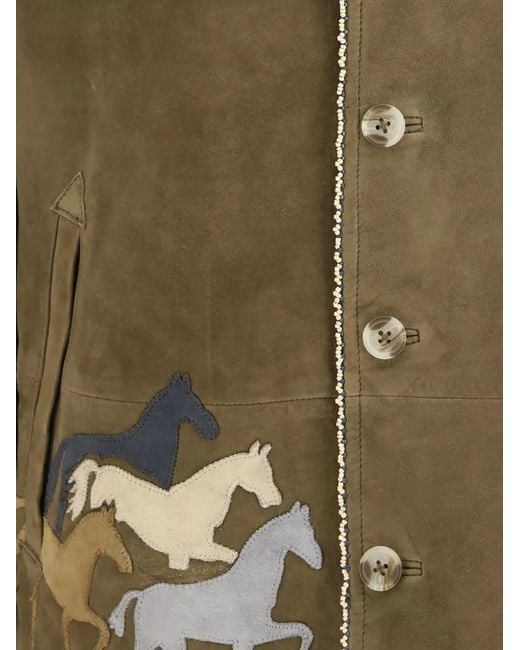 BAZISZT Green Valero Horse-Patch Jacket for men