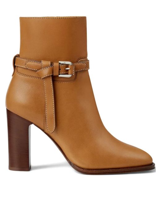 Ralph Lauren Brown 90Mm Donnely Buckle-Detail Ankle Boots