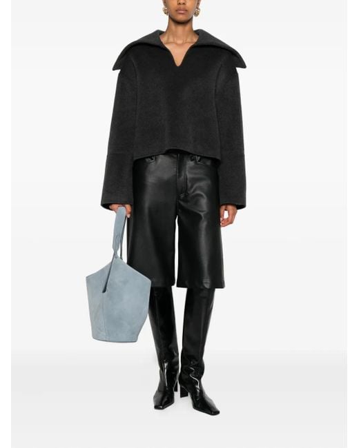 Nanushka Black Oversize-Collar Sweater