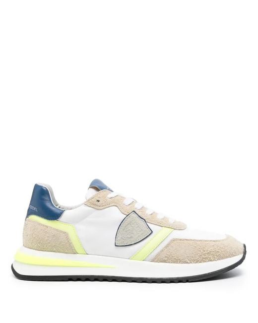 Philippe Model White Paris Lace-Up Suede Sneakers for men