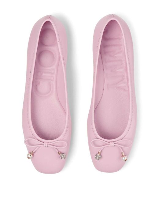 Jimmy Choo Pink Elme Bow Ballerina Shoes