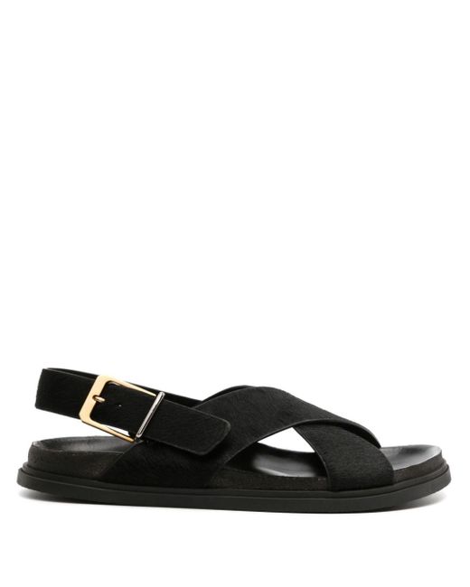 The Row Black Crossover-strap Leather Sandals