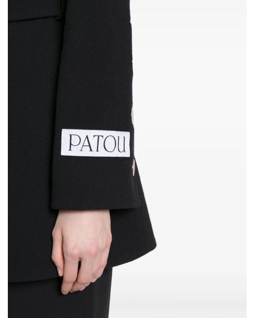 Patou Black Belted Virgin-Wool Coat