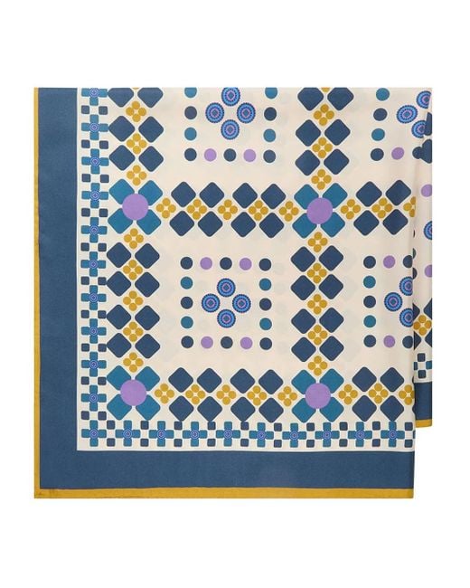 Maliparmi Blue Geometric-Pattern Scarf