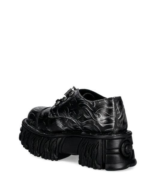 New Rock Black Flame-Print Trainers