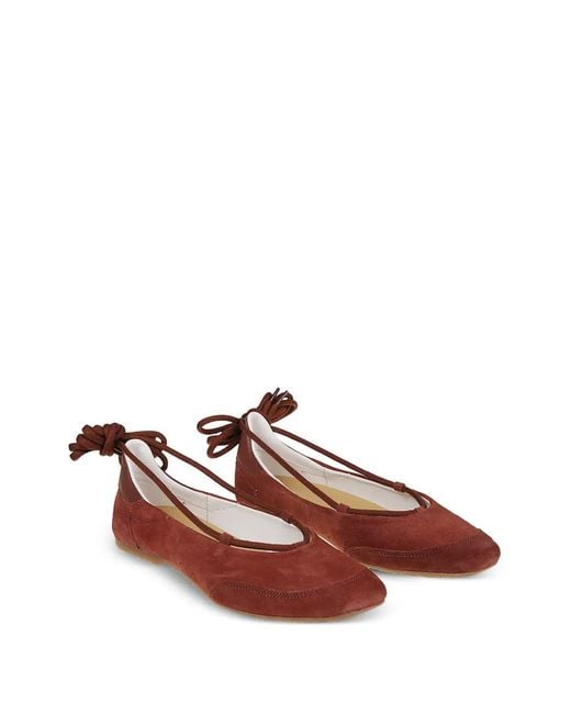 Patrizia Pepe Red Dancing Skin Lace-Up Ballet Flats