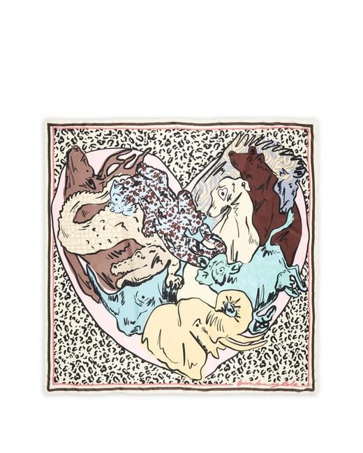 Bimba Y Lola White Animal-Print Scarf