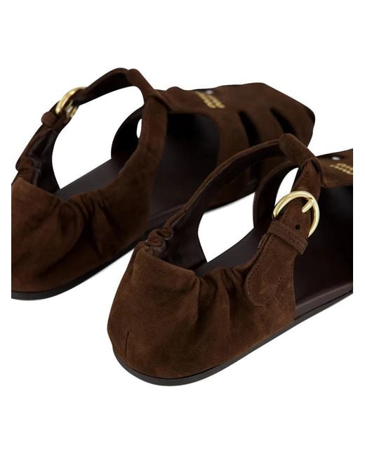 Miu Miu Brown Fisherman Suede Flat Sandals