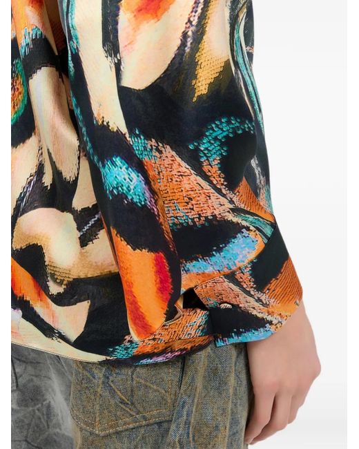 Roberto Cavalli Orange Long-Sleeve Shirt