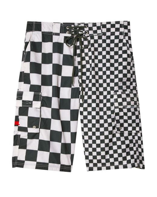 ERL Black Checked Cargo Shorts for men