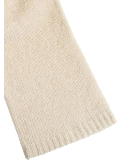 Ganni White Ribbed Logo-Detail Gloves