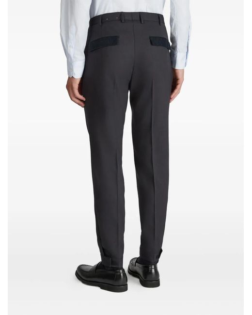 Slowear Black Tapered Wool Trousers for men
