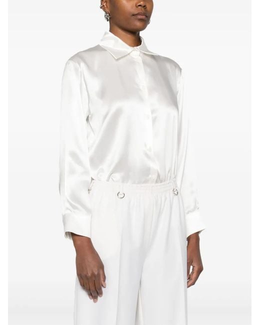 MEDEA White Button-Up Silk Shirt