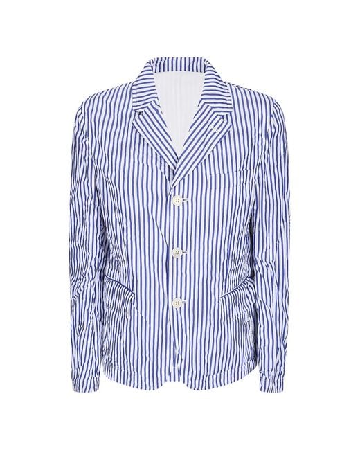 Comme des Garçons Blue Striped Cotton Jacket