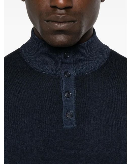 Daniele Fiesoli Blue Henley Button Polo Shirt for men