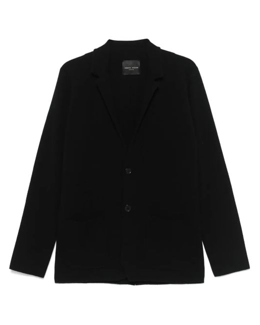 Roberto Collina Black Merino-Cashmere Knitted Notched-Lapel Blazer for men