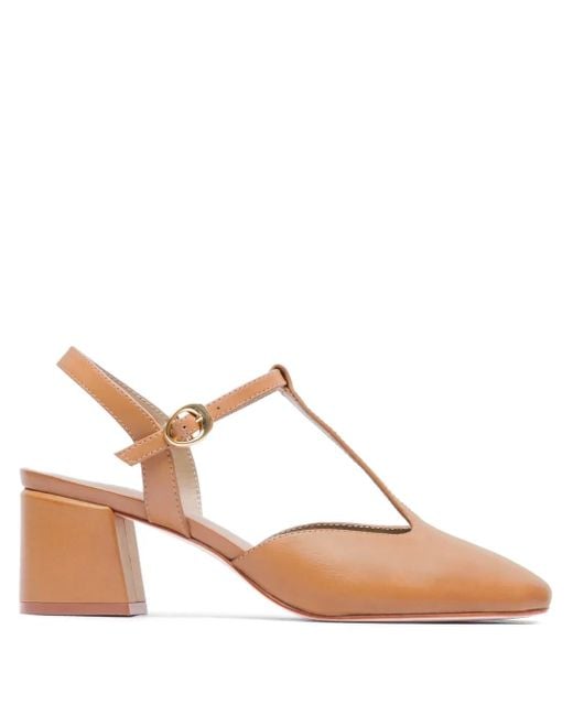 Bernardo Pink 50Mm T-Bar Block-Heel Pumps