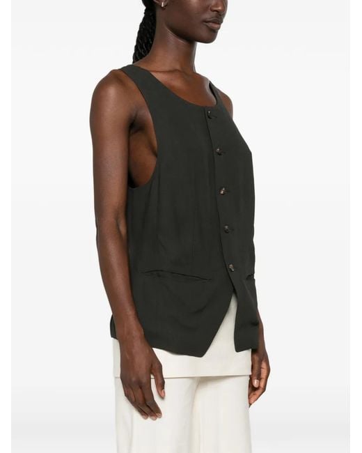 Ziggy Chen Black Patterned-Panel Vest