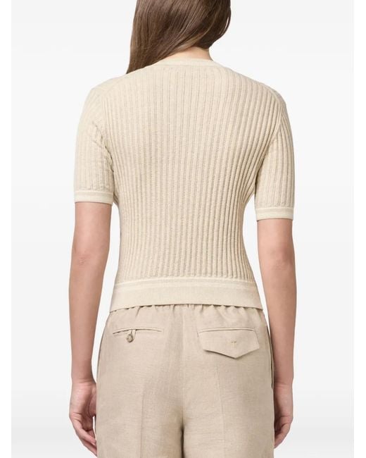 Tod's Natural Ribbed-Knit Top