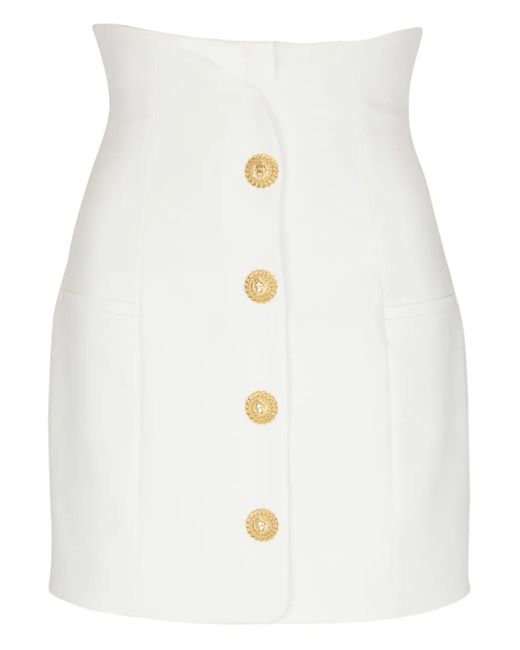 Minigonna Con Bottoni di Balmain in White