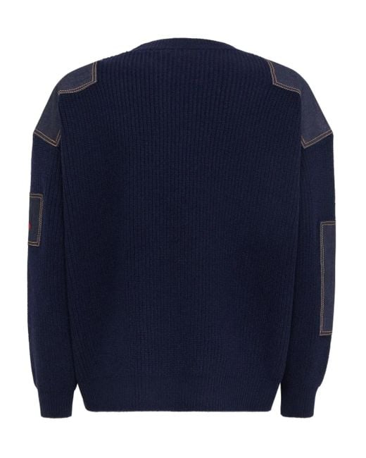 DSquared² Blue Patchwork-Embellished Jumper for men