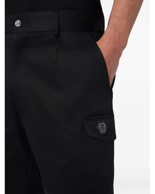 Philipp Plein Black Cargo Shorts for men
