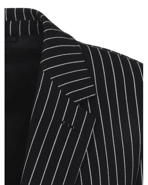 Tom Ford Black Barathea Striped Wool-Blend Blazer