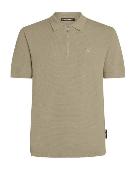 Karl Lagerfeld Green Half-Zip Polo Shirt for men