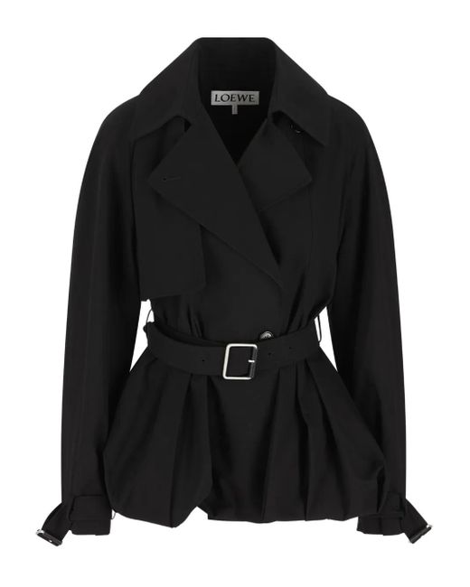 Loewe Black Belted Balloon-Silhouette Jacket