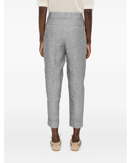 Peserico Gray Pleated Cuffed Trousers