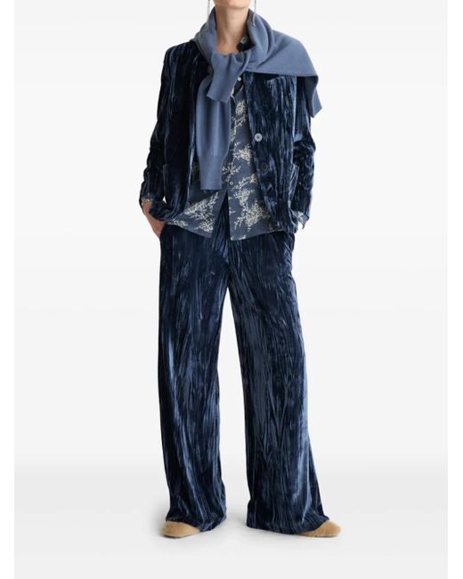 Biancalancia Women's Blue Crushed-velvet Blazer