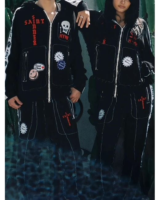 SAINT Mxxxxxx Black X A Love Movement Appliqué Hoodie for men