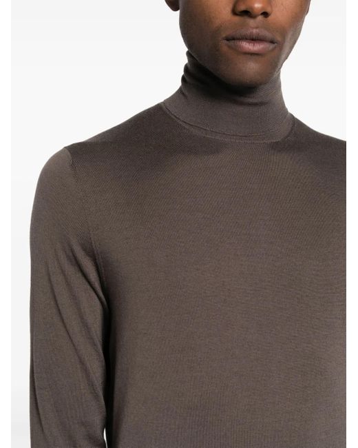 Dell'Oglio Brown Roll-Neck Knit Jumper for men