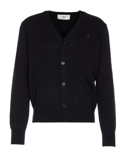 Cardigan Con Scollo A V di AMI in Black da Uomo
