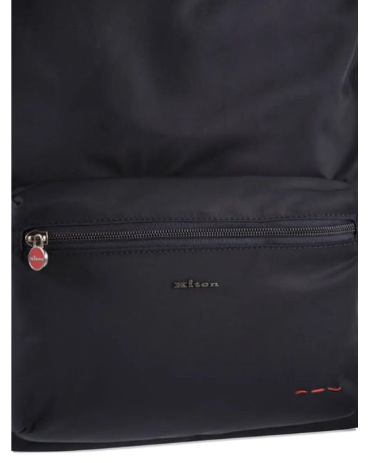 Kiton Blue Logo-Detail Backpack for men