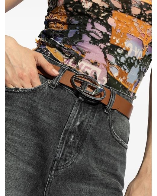DIESEL Brown B-1Dr Leather Belt
