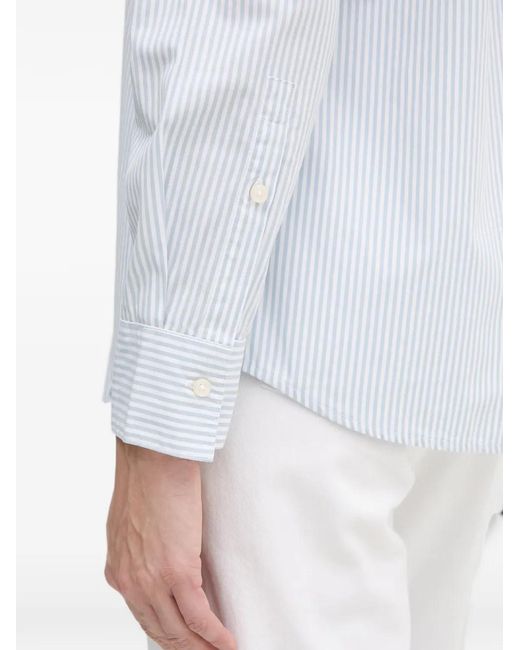 Benetton White Vertical-Stripe Shirt