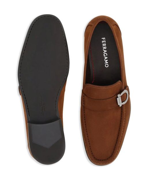 Ferragamo Brown Gancini-Plaque Loafers for men