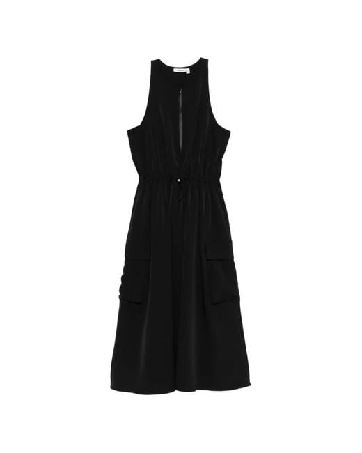 J.Lindeberg Black Merina Drape Zip Dress