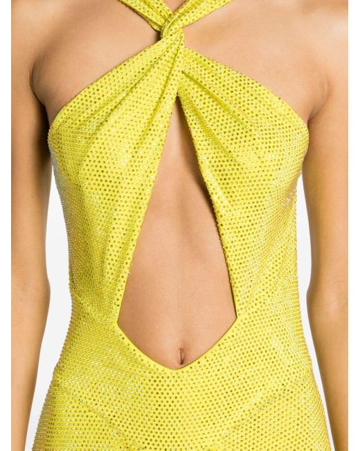 Alexandre Vauthier Yellow Crystallized Asymmetric Dress