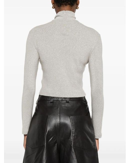 Ralph Lauren Gray Rollkragenoberteil im Glitter-Look