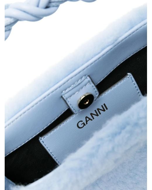 Ganni Blue Mini Bou Faux-Fur Crossbody Bag