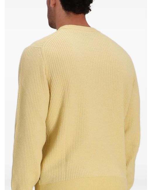 Boss Yellow Ribbed Cotton Sweater for men