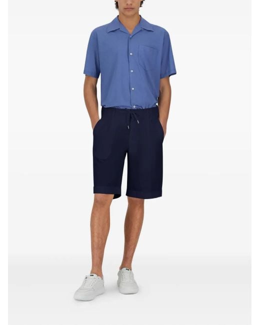 Herno Blue Pleated Drawstring Shorts for men