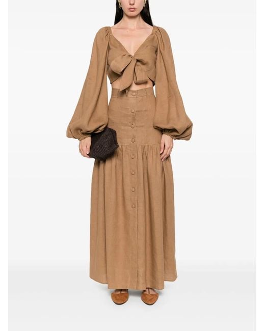 ACTUALEE Natural Tie-Fastening Blouse